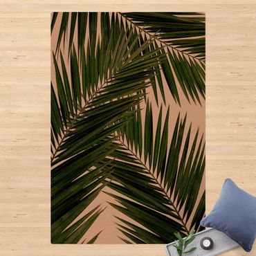 Tappetino di sughero - Scorcio tra foglie di palme verdi - Formato verticale 2:3