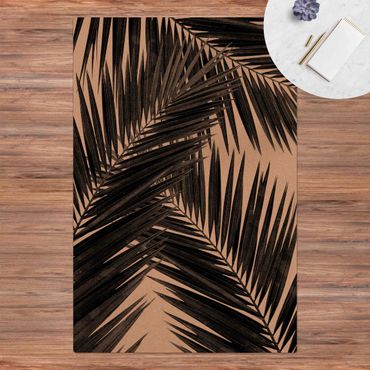Tappetino di sughero - Scorcio tra foglie di palme in bianco e nero - Formato verticale 2:3