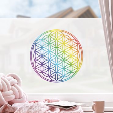 Decorazione per finestre - Fiore della vita in colori arcobaleno