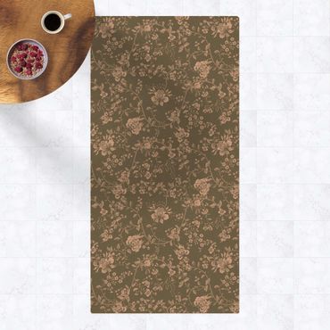 Tappetino di sughero - Viticcio floreale su sfondo verde - Formato verticale 1:2