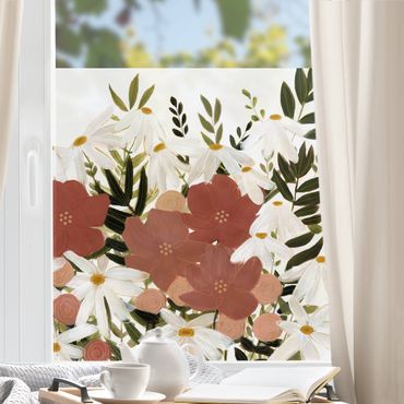 Decorazione per finestre - Varietà di fiori in rosa e bianco II