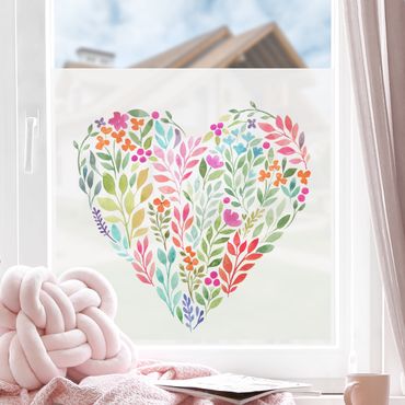 Decorazione per finestre - Acquerello floreale come cuore