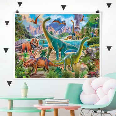 Poster - Brachiosauro e Triceratopo