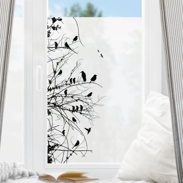Decorazione per finestre - Rami e uccelli in primavera