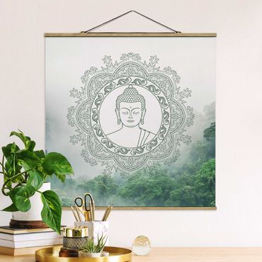 Foto su tessuto da parete con bastone - Buddha Mandala nella nebbia - Quadrato 1:1