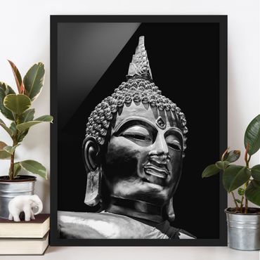 Poster con cornice - Volto della statua di Buddha