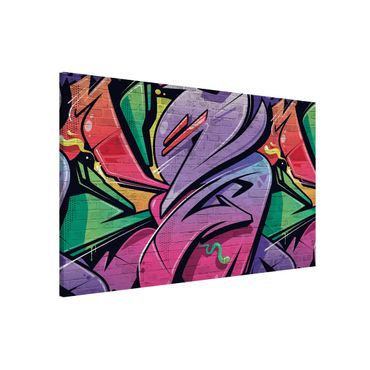 Lavagna magnetica - Muro di mattoni con graffiti colorati - Orizzontale 3:2