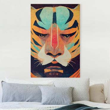 Stampa su tela - Illustrazione di tigre colorata - Formato verticale 2x3