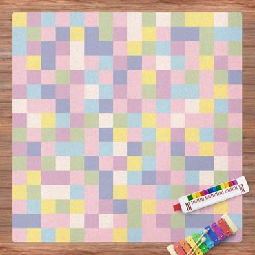 Tappetino di sughero - Mosaico colorato zucchero filato - Quadrato 1:1