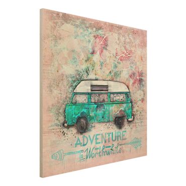 Stampa su legno - Bulli Adventure Collage pastello - Quadrato 1:1
