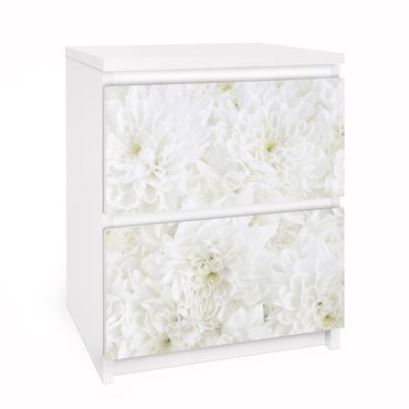 Carta adesiva per mobili IKEA Malm Cassettiera 2xCassetti - Dahlias Flower Sea White