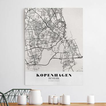 Stampa su tela - Copenhagen City Map - Classic - Verticale 3:4