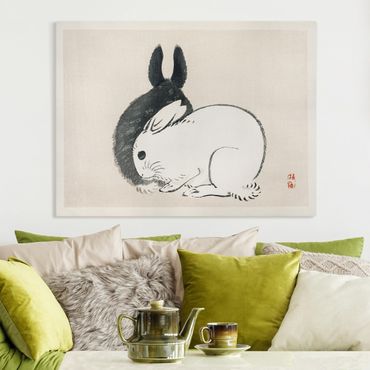 Stampa su tela - Asian Vintage Disegno di due conigli - Orizzontale 3:4
