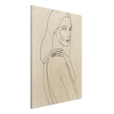 Stampa su legno - Spalla di Line Art Woman Bianco e nero - Verticale 4:3