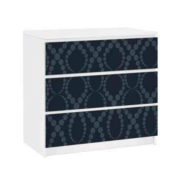 Carta adesiva per mobili IKEA - Malm Cassettiera 3xCassetti - Black Pearls Ornament