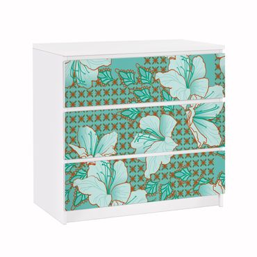Carta adesiva per mobili IKEA - Malm Cassettiera 3xCassetti - Oriental floral pattern