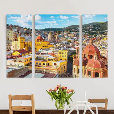Stampa su tela 3 parti - Bunte Häuser Guanajuato - Trittico