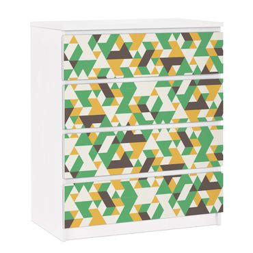 Carta adesiva per mobili IKEA - Malm Cassettiera 4xCassetti - No.RY34 Green Triangles
