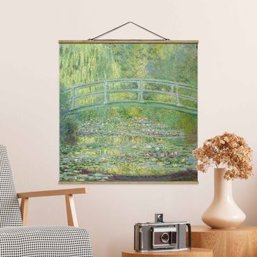 Quadro su tessuto con stecche per poster - Claude Monet - Ponte giapponese - Quadrato 1:1