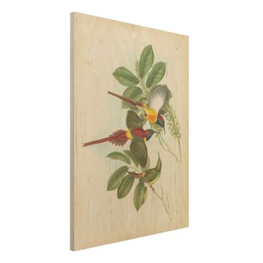 Stampa su legno - Illustrazione Vintage Tropical Birds III - Verticale 4:3