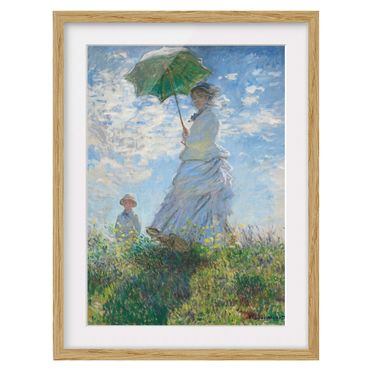 Poster con cornice - Claude Monet - Donna con ombrellone