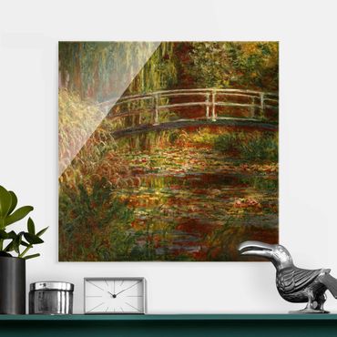 Quadro in vetro - Claude Monet - Lo stagno delle ninfee e Ponte giapponese (Armonia in rosa) - Quadrato 1:1