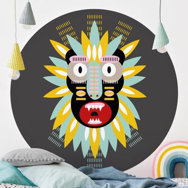 Carta da parati rotonda autoadesiva - Collage maschera etnica - King Kong