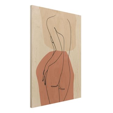 Stampa su legno - Line Art Woman Back Brown - Verticale 4:3