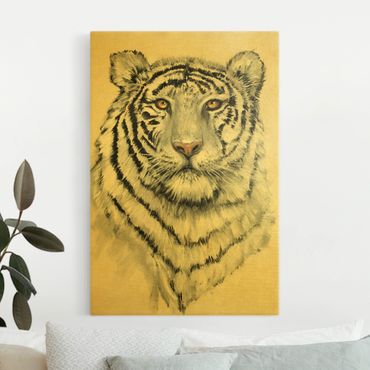 Quadro su tela oro - Ritratto di tigre bianca I