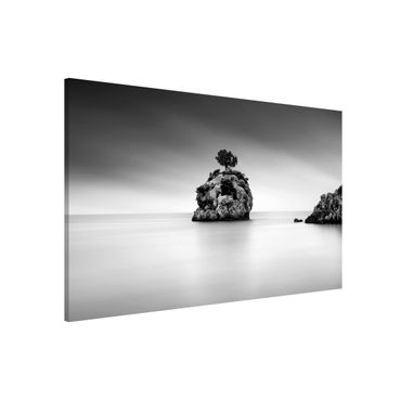Lavagna magnetica - Isola rocciosa nel mare in bianco e nero