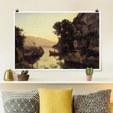 Poster - Jean-Baptiste-Camille Corot - Paesaggio dintorni di Riva - Orizzontale 2:3