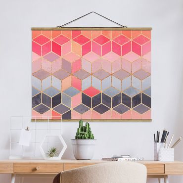 Foto su tessuto da parete con bastone - Elisabeth Fredriksson - Colorful pastello oro Geometria - Orizzontale 3:4
