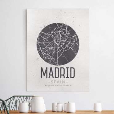 Stampa su tela - Madrid City Map - Retro - Verticale 3:4