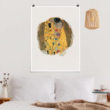 Poster - Acquarelli - Gustav Klimt - The Kiss - Verticale 4:3
