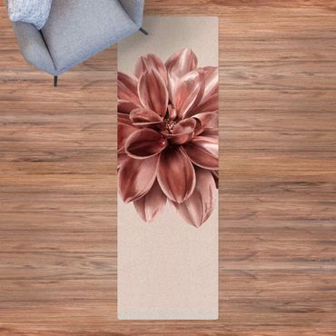 Tappetino di sughero - Fiore dalia in oro rosa metallico - Formato verticale 1:3