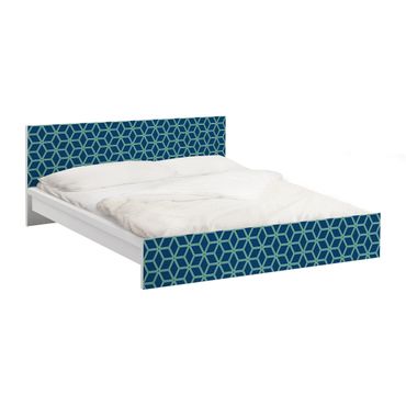 Carta adesiva per mobili IKEA - Malm Letto basso 180x200cm Cube pattern blue