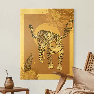 Quadro su tela oro - Animali del safari - Leopardo