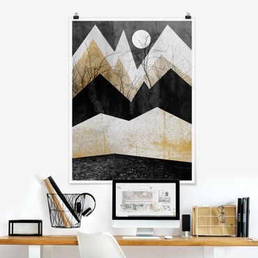 Poster - Oro Montagne Branches - Verticale 4:3