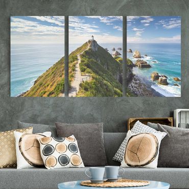 Stampa su tela 3 parti - Nugget Point Lighthouse and sea Zealand - Verticale 3:2