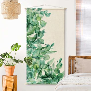 Arazzo da parete - Fitte foglie di eucalipto in acquerello