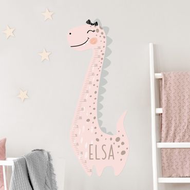 Adesivo murale - Dinosauro pastello per bambina con nome personalizzato