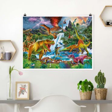 Poster - Dinosauri in una tempesta preistorica