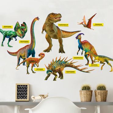 Adesivo murale - Dinosauro Set con badge del nome