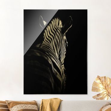 Quadro in vetro - Scuro silhouette zebra - Verticale 3:4