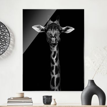Quadro in vetro - Scuro Giraffe Portrait - Verticale 3:4
