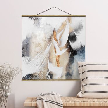 Quadro su tessuto con stecche per poster - Elisabeth Fredriksson - Oro pittura astratta inverno - Quadrato 1:1