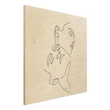 Stampa su legno - Line Art Women Faces Bianco - Quadrato 1:1
