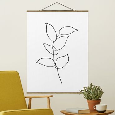 Foto su tessuto da parete con bastone - Line Art ramo bianco e nero - Verticale 4:3