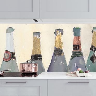 Rivestimento cucina - Bottiglie di champagne stappate