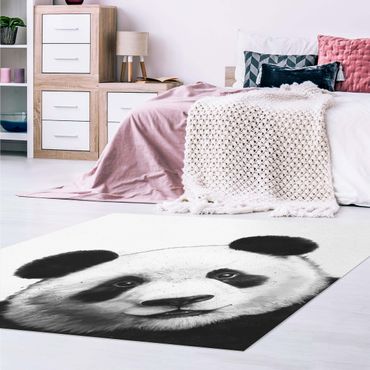 Tappeti in vinile - Laura Graves - Illustrazione disegno di panda bianco e nero - Quadrato 1:1